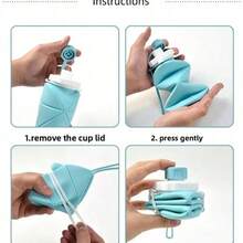 Outdoor Portable Water Cup Artifact! 600ml Foldable Silicone Cup, Easily Put In Your Pocket Foldable Water Cup Silicone Portable 600ml Outdoor Travel Sports Compressed Water Bottle Creative Casual Cup - 粉色 - 查看 5