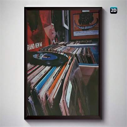 1 buah karya seni tanpa bingkai berupa poster cetak kanvas piringan hitam vintage 2D, dekorasi dinding bergaya, seni dinding kreatif unik untuk ruang tamu, kamar tidur, kantor, ruang makan, dicetak, karya seni, hadiah dan dekorasi yang sempurna.