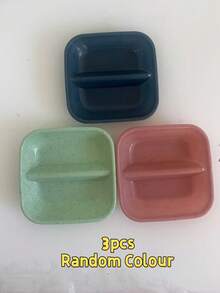 1 pieza Plato de condimentos para el hogar y la cocina, plato cuadrado de plástico creativo con 2 compartimentos integrados para salsas de inmersión, plato pequeño para encurtidos, vajilla para salsas de inmersión y aperitivos - Ver 12