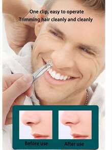 1pc Nose Hair Trimmer Tweezers, Rounded Multi-Functional Waterproof Circular Nose Hair Trimmer, Stainless Steel Manual Nose Hair Clipper For Men - Multicolor - View 4