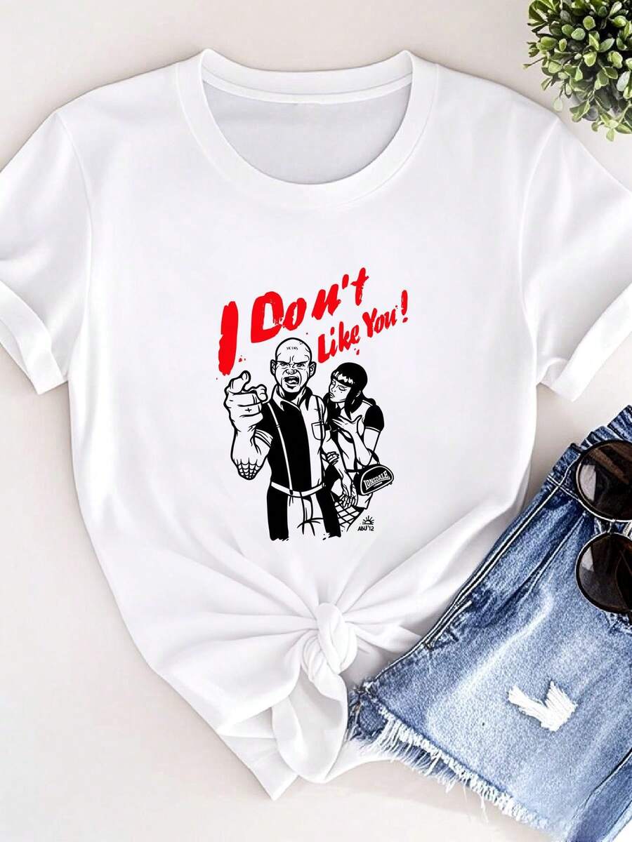 T-shirt femme imprimé SKINHEAD JE NE T'AIME PAS T-SHIRT Vêtements de musique Oi à manches longues ou courtes - Blanc - Voir 1
