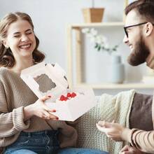 40pcs Bakery Boxes, 4x4x2.64 Inches Cookie Box With Window, White Treat Containers For Small Pie, Chocolate Covered Strawberries, Cupcake And Easter Pastry - White - View 5