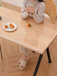 高级奢华透明桌布，100% PVC材质，1.0毫米厚 - 耐刮擦、耐热、易于清洁，适用于家庭、酒店餐厅和咖啡桌，简约时尚的桌布可保护您的家具。 - 白色 - 查看 2