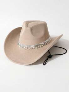 1pc Western Style Rhinestone Cowboy Hat, Adjustable Anti-Slip Strap, Suitable For Daily Wear, Music Festivals, Parties - Top Hat - View 13
