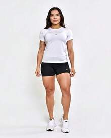 Women's Gym Set: Dry Fit T-Shirt + Sports Fitness Shorts | Ideal Set For The Gym And Everyday Wear | Women's Fitness Kit – Dry Fit T-Shirt + Shorts - 白色 + 短褲 - 查看 3