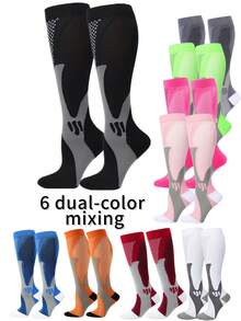2 Pairs/Pack Unisex Professional Compression Knee-High Fitness Marathon Running Socks - Multicolor - View 19