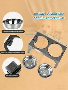 1个高架狗食盆，可折叠设计，4档高度可调，包含2个不锈钢碗，防滑，适合中大型犬。 - 1公升 - 查看 4