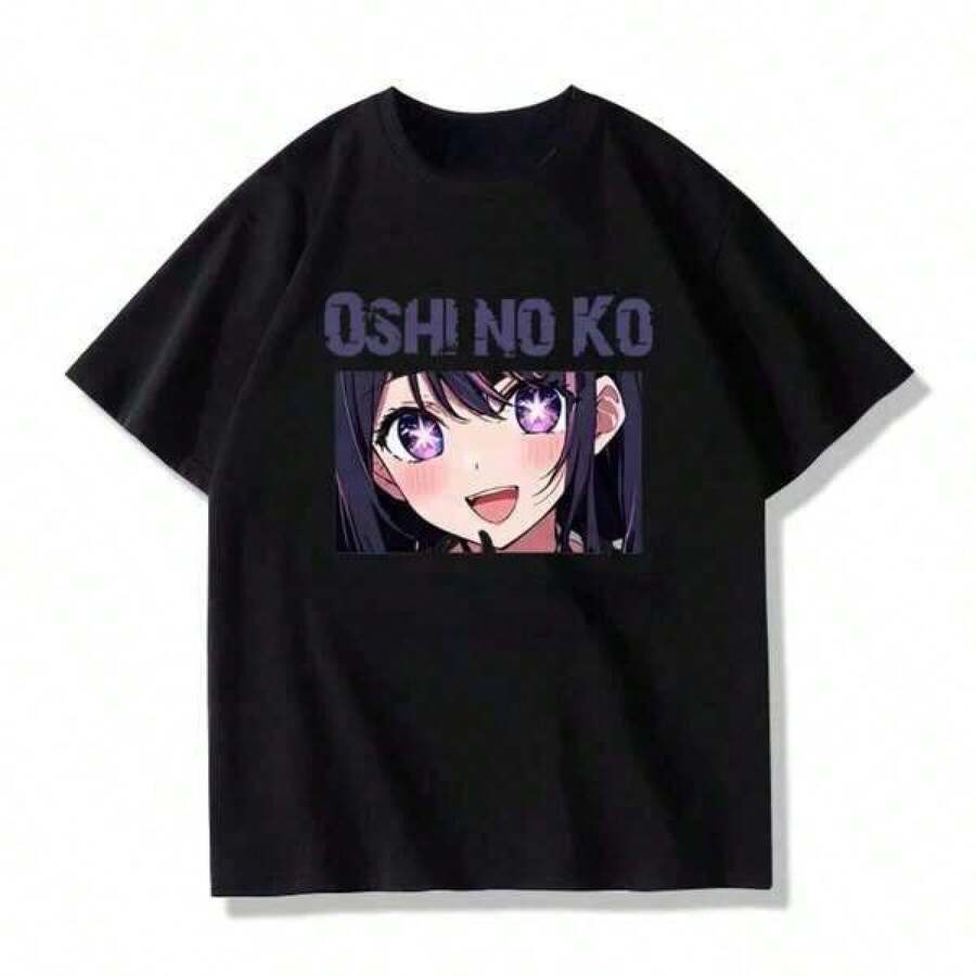 Printed Men's Short Sleeve Comfortable T-Shirt Janpanese Anime T-Shirt - Unisex Style, Valentine's Day, Ropa De Hombre, Summer, 2000s Style, Y2k, Kawaii Cartoon T Shirt Japanese Anime Women T-Shirt Oshi No Ko Anime Ai Hoshino Cosplay Harajuku Graphic Y2k Clothes Top Tees3 Vacation Outfits Men, Y2k Clothes,Stylish Bohemian Aesthetic With Japanese-Inspired Artwork, Vintage Short Sleeve Round Neck Tee For Men's Gifts, Valentine's Day Gifts, St Patrick's Day Gifts, Women Gifts, Men Gifts, Boyfriend Gifts, Girlfriend Gifts, Mardigras Cotton Graphic Tees, Round Neck T-Shirt For Summer Casual Daily Wear - Black - View 1