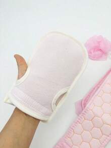 Bộ 3 món gồm khăn tắm tẩy tế bào chết, dây chà lưng, găng tay tắm, dụng cụ chà rửa dày dặn dùng được cho cả nam và nữ. - A-Hồng - Xem 2