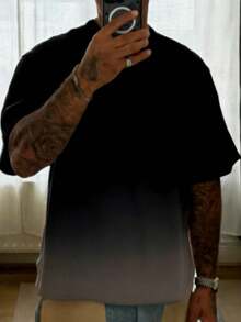 Áo thun nam tay ngắn cổ tròn kiểu ombre - màu đen - Xem 10