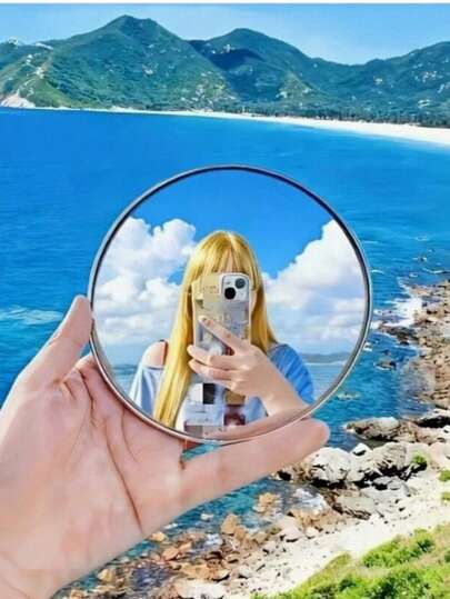 2026新款凸面镜手持摄影道具，便携式自拍镜，适合户外旅行，创意好友摄影配件