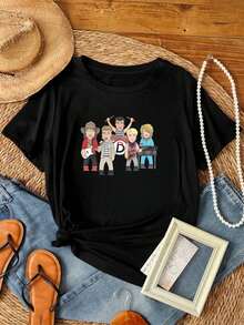Camiseta de mujer con estampado "Wild Boys VIPwees" - Camiseta orgánica de mujer inspirada en la música de los 80s y Duran Duran - Negro - Ver 1