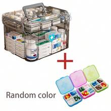 Transparent Multi-Layer Medicine Cabinet, With Handle, Portable First Aid Storage Box, Suitable For Home And Travel, Efficient Storage Of Medicines And Medical Tools, Transparent Design For Quick Access, Applicable For Home, Office, And Emergency Situations, Spacious, Essential Health Storage Item - Grey - View 10