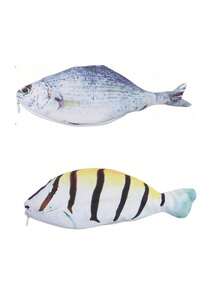 1个/2个装返校大容量铅笔盒，鱼形文具袋，学生铅笔盒，学习办公用品，便携简约高品质学生铅笔袋，男女通用，可装铅笔、钢笔、尺子、橡皮等。 - 彩色 - 查看 11