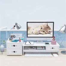 Soporte Monitor y Organizador Escritorio,Mesa de Ordenador con Cajones de Almacenamiento,Soporte para Pantalla de Computadora de 2 Niveles, para Hogar, Oficina, Escuela,Escritorio Gamer - Ver 7