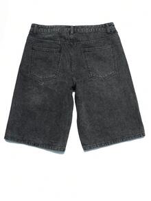 Men's Street Style Frayed Patchwork Denim Jeans - Grey - View 5