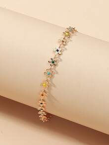 一款梅花滴油时尚脚链，简约气质，适合日常佩戴和海滩度假。 - 彩色 - 查看 2