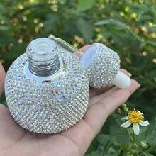 30ml Botella de gotero de vidrio con adorno de rhinestones recargable y de tamaño de viaje, adecuada para aceites esenciales, sueros, perfumes, colonias, aceites corporales, protector solar - Diamante - Ver 1