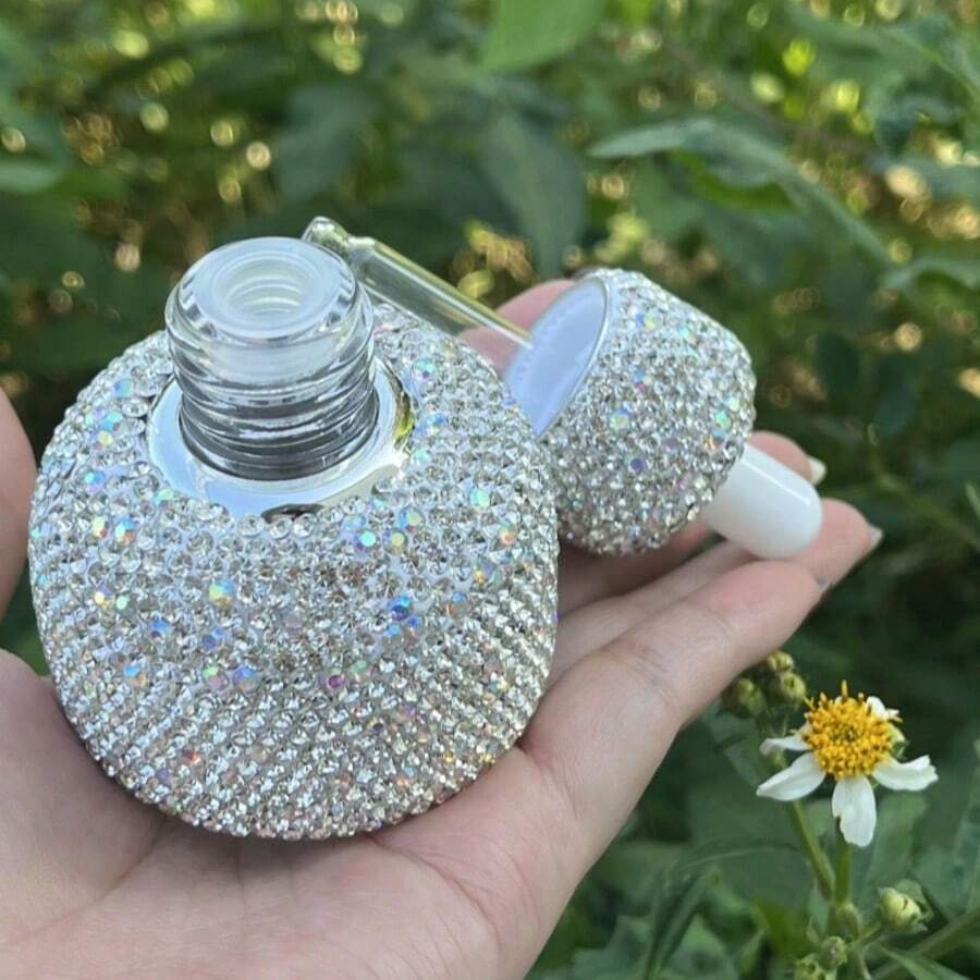 30ml Botella de gotero de vidrio con adorno de rhinestones recargable y de tamaño de viaje, adecuada para aceites esenciales, sueros, perfumes, colonias, aceites corporales, protector solar - Diamante - Ver 1