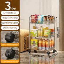 多层可移动透明冰粮储物推车，带轮可移动，多层置物架，家用零食杂物收纳架，厨房、浴室、卧室适用可移动储物架 - 彩色 - 查看 11