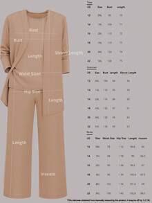 Bộ đồ 3 món cỡ lớn dành cho nữ, màu trơn, phong cách thường ngày: Áo khoác/áo cardigan + Áo không tay cổ tròn + Quần ống đứng cạp chun, chất liệu mềm mại, co giãn, dáng rộng, thoải mái khi đi làm, thanh lịch cho mùa xuân/thu/đông. - màu sắc - Xem 5