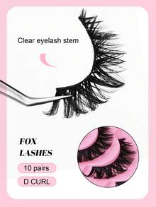 10 Pairs Fox-Inspired False Eyelashes, DIY Lashes, Natural Style Soft & Shedding-Resistant, Suitable For Beginners Daily Makeup - View 10