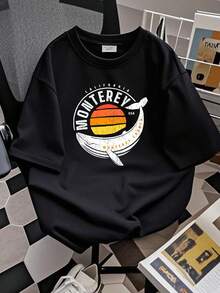 Camiseta de mujer con estampado de ballena de Monterey, California, de manga larga o corta - Negro - Ver 2