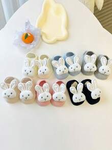 1 Đôi tất cho bé hình thỏ dễ thương - Chất liệu vải pha polyester mềm mại, chống trơn trượt, phù hợp cho mọi mùa, vừa vặn cho trẻ sơ sinh và trẻ từ 0-1 tuổi, có thể giặt tay, tất cho trẻ sơ sinh | Thiết kế ngộ nghĩnh | Chất liệu dệt kim - Nhiều màu - Xem 4