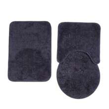 3-Piece Set Of Plush Non-Slip Bathroom Rugs, 100% Cotton, 40x60 Cm, Shaggy - 黑色 - 查看 2
