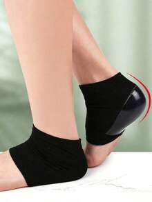 3 Pairs Silicone Moisturizing Socks, Unisex, For Dry Cracked Heels - Black - View 2