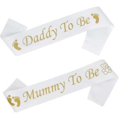 2pcs Mommy & Daddy Belly Bands - Gender Reveal Announcement Belt Suitable For Showers, New Parent Celebration, BabyShower Party Favors