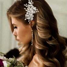 Bride's Artificial Pearl Hair Comb - Elegant Hair Accessory For Women - 銀色 - 查看 13