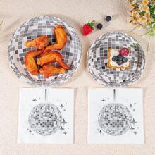 Juego de vajilla desechable con bola de discoteca, platos de papel desechables de 7/9 pulgadas, servilletas, adecuado para reuniones familiares, revelación de género, festivales, cumpleaños, bodas, despedidas de soltero, picnics familiares y otros eventos - Multicolor - Ver 3