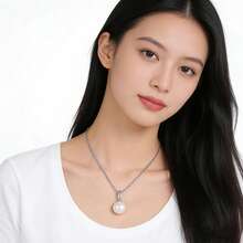 Dây chuyền ngọc trai nước ngọt bằng bạc S925 thanh lịch, kiểu dáng tối giản, món quà hoàn hảo cho mẹ/vợ/phù dâu. - Bạc - Xem 2