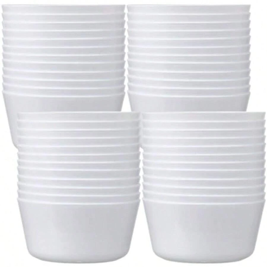 Foaincore - 24 cuencos de plástico para niños 10 onzas apto para microondas lavaplatos cuencos para niños botanas coloridos para ensalada postres para niños suministros de sopa blanco - Blanco - Ver 1