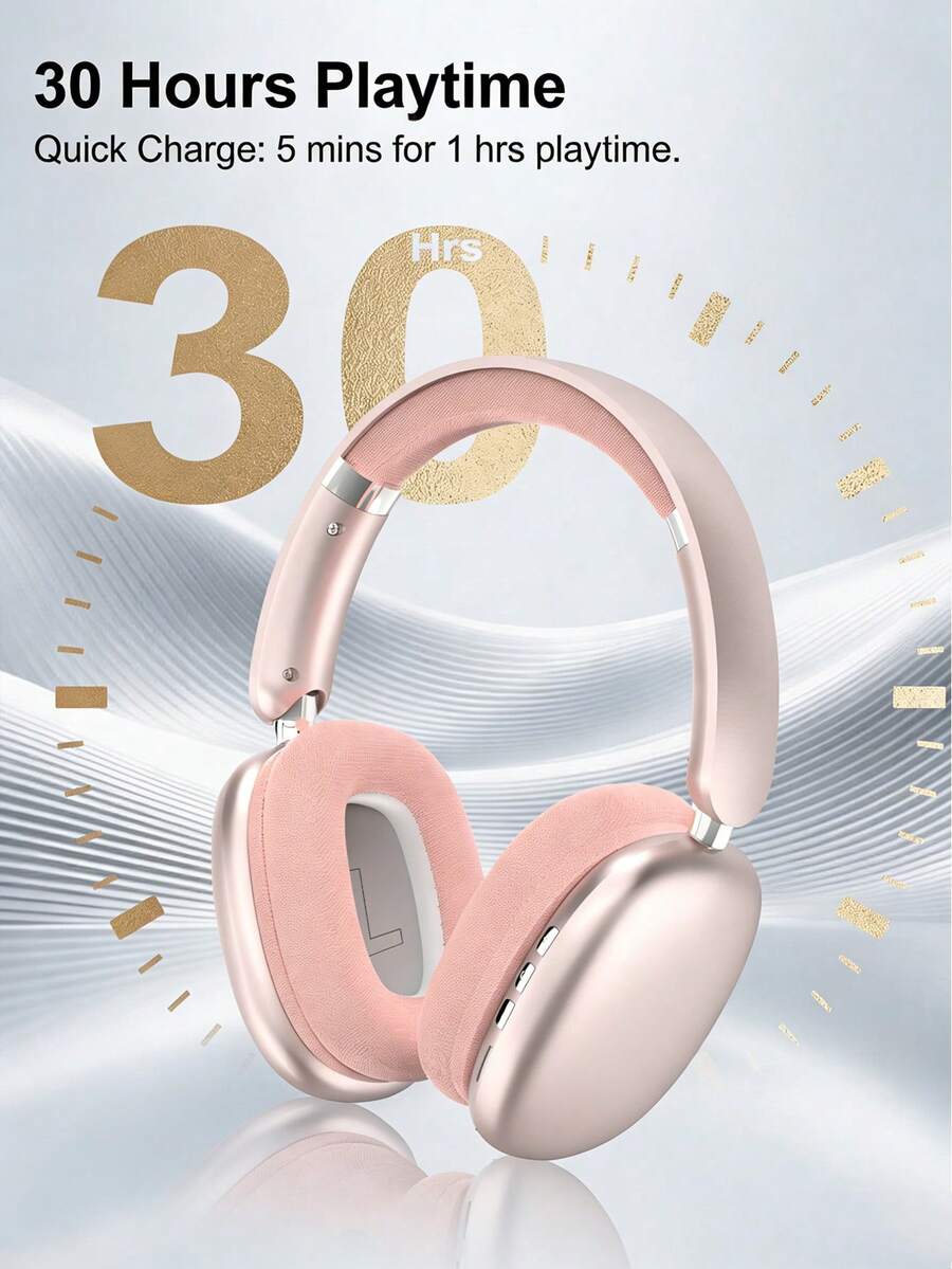 SUNJOM Wireless Bluetooth Over Ear Headphones Up To 28H Battery Life Headset With Microphone Gym Overhead Headphones Compatible With IOS & Android Mobile Phones,Computers,Laptop(Silver) - Hồng-1 - Xem 1