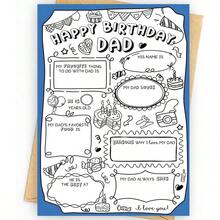 1 Set - Biglietto di auguri per il compleanno con busta, biglietto di compleanno divertente da colorare, biglietto di compleanno per bambini, regalo ideale per il compleanno del papà - Set - Visualizzare 7