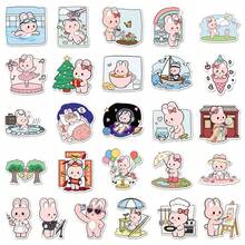 50 piezas Pegatinas de conejo de dibujos animados lindos, regalos de conejo, decoración Kawaii, cosas de conejito rosa, pegatinas de graffiti, pegatinas para scrapbooking, pegatinas de vinilo impermeables a granel para botellas de agua, monopatines, equipaje, portátiles, parachoques, suministros para fiestas temáticas - Multicolor - Ver 6