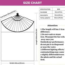 1对（左+右）女士人造丝肚皮舞扇，180厘米长肚皮舞折叠扇，加长舞蹈竹扇 - 黑紫紅色 - 查看 6