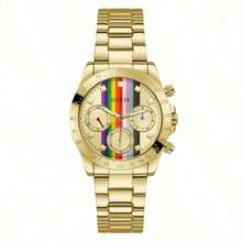 Guess Reloj de cuarzo de moda para mujer, disponible en múltiples colores. Con diseño de tres manecillas, pantalla de fecha y función de parada de segundos, adecuado para uso diario casual. Modelo: GW0433L1 - Los colores del arcoíris - Ver 9