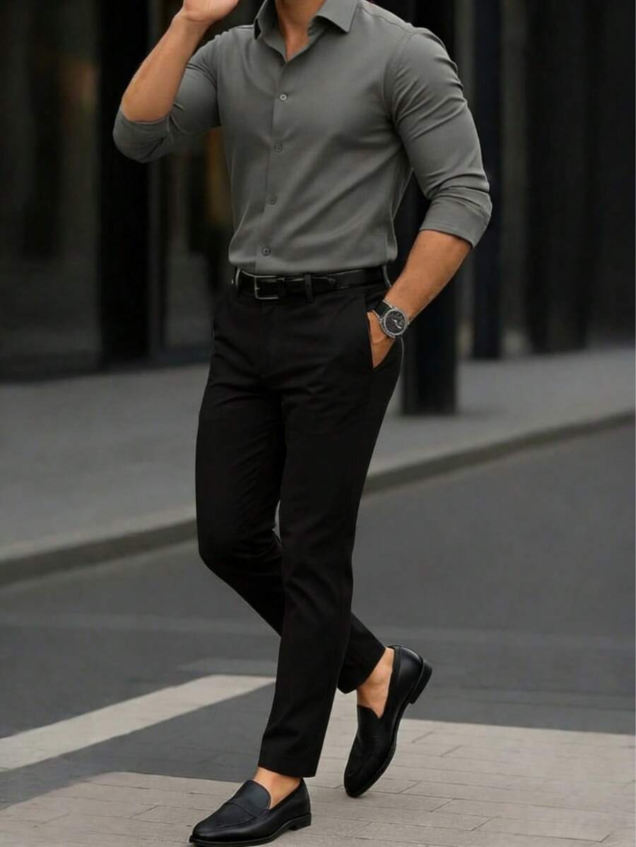 Men's Casual Business Trousers, Suitable For Office, Business Meetings, Banquets And Weddings, Spring/Summer - Black - View 1