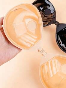 1对3厘米厚隐形粘性胸垫，提升乳沟，无肩带，可重复使用，适用于婚纱，小胸提升，透气轻薄乳贴，男女通用 - 彩色 - 查看 2