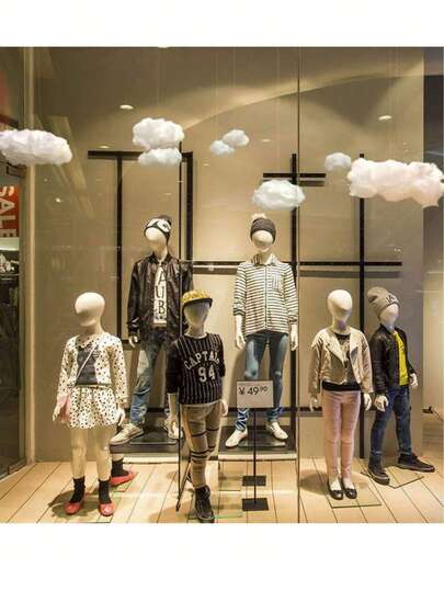 1件3D云朵装饰，适用于婚礼、生日派对和拍照背景 - 蓬松云朵，可悬挂于天花板、床头、舞台 - 多尺寸悬挂式云朵道具，无需组装，不含框架，现代派对装饰