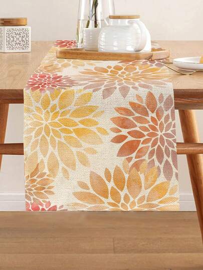 1 pezzo Tappeto da tavola con stampa floreale geometrica, 4 pezzi Tovagliette con stampa floreale geometrica, adatti per vacanze, feste, compleanni, cene, decorazione tavolo da cucina e sala da pranzo, applicabile per tutte le stagioni, decorazione tessile per la casa