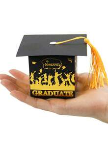 25 piezas Caja de regalo con borla de birrete de graduación, Birrete doctoral con lámina dorada GRADUATE, Recuerdos de fiesta de graduación, Adecuado para regreso a clases, temporada de graduación, ceremonia de promoción - Caja de regalo con dibujos animados - Ver 1
