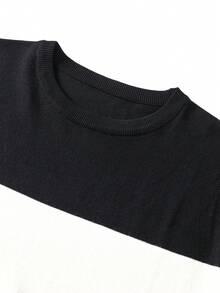 1 Stück Herren gestreiftes T-Shirt mit Rundhalsausschnitt, schlanke Passform Kurzarm Strickpullover, Kontrast-Farbe neue Ankunft Kurzarm Strick-Oberteil - Braun - Übersicht 5