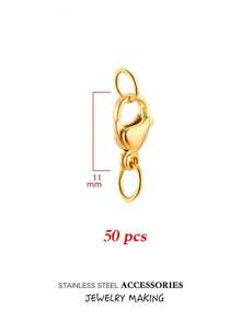 10/20/50个/套 镀金不锈钢龙虾扣，带开口连接环，DIY首饰制作配件，适用于手链项链 - Lobster clasp belt loop - 查看 5