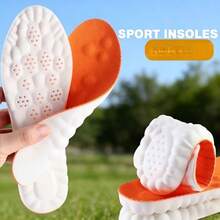 1 par de plantillas deportivas 4D, plantillas suaves y elásticas con soporte de arco, transpirables y resistentes a los olores, con absorción de impactos, adecuadas para correr, entrenar y uso diario - Naranja - Ver 5