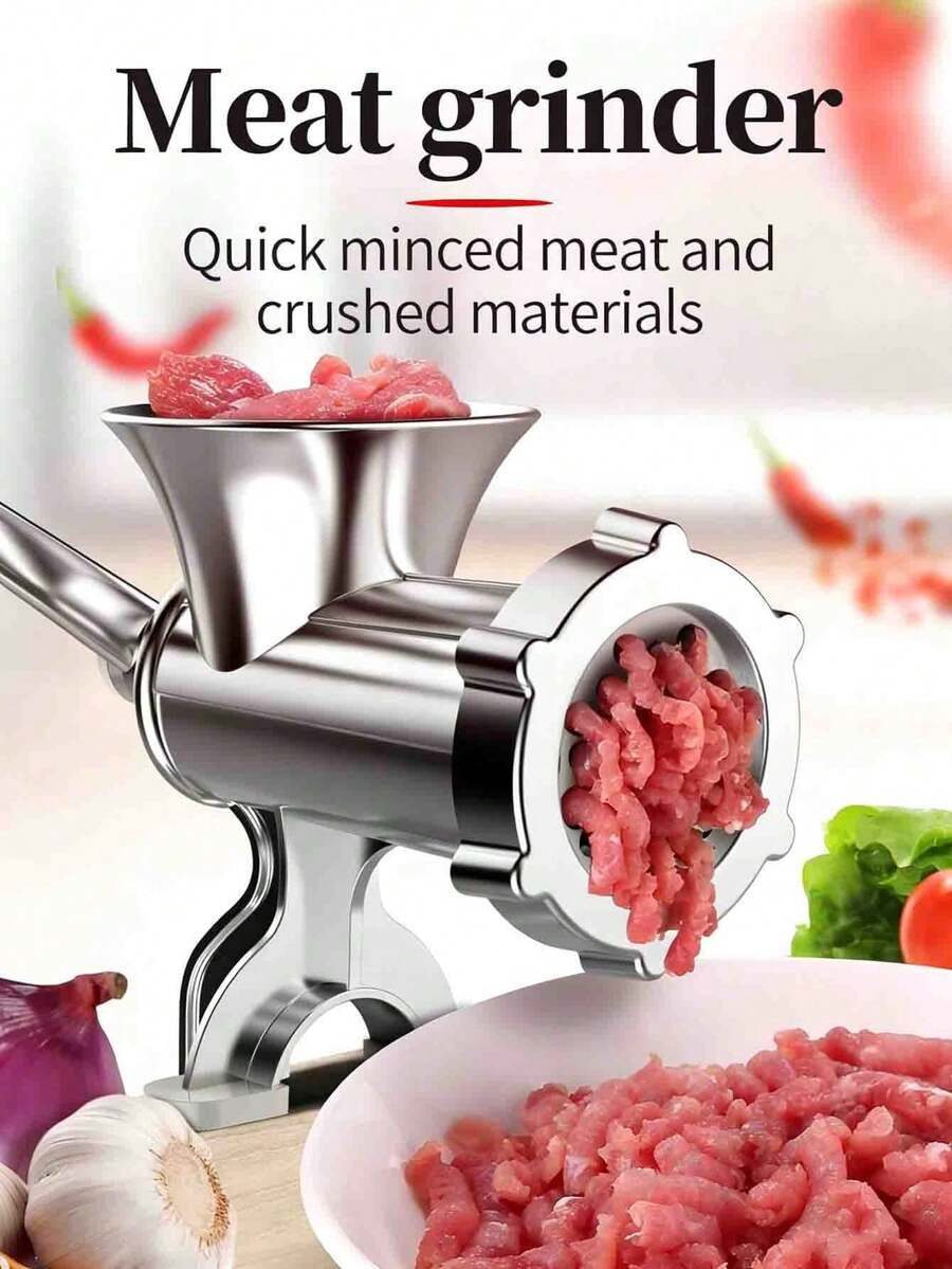 一件式。手动绞肉机。绞肉器。可绞碎各种肉类和香料。手动绞肉机/香肠制作器，台式猪肉绞肉机，灌肠漏斗，自制汉堡肉饼制作器，手动厨房工具