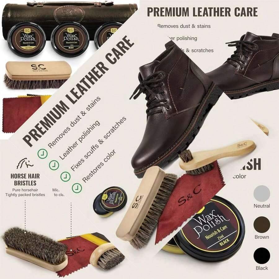 Stone And Clark Original Shoe Polish & Care Kit - Leather Shoe Shine Kit For Men & Women - As Pic - View 1